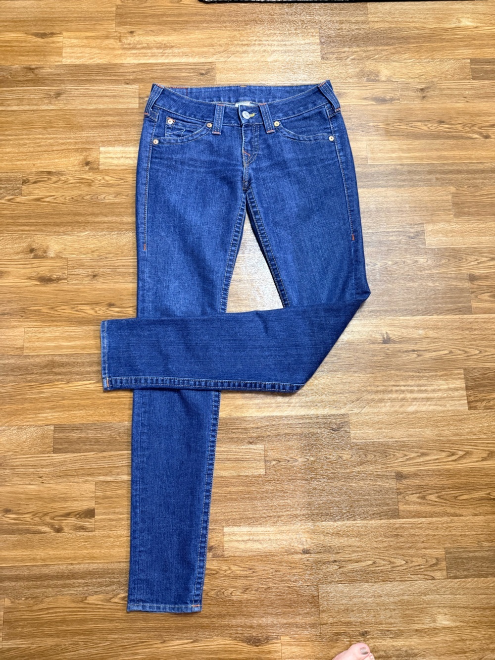True Religion Julie medium wash low rise denim jeans pants tall 29x34